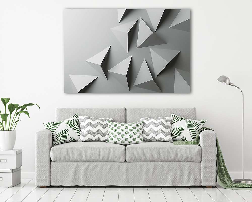 Macro image of gray geometric shapes, three-dimensional effect, abstract background (keretezett kép) - vászonkép, falikép otthonra és irodába