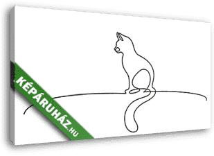 Ülő cica (vonalrajz, line art) - vászonkép 3D látványterv