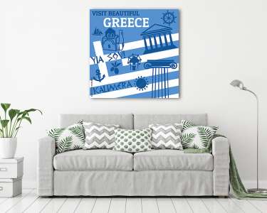 Visit buetiful Greece poszter (vászonkép) - vászonkép, falikép otthonra és irodába