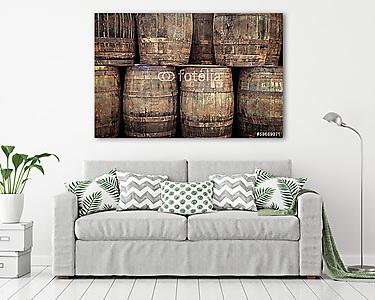 Halmozott öreg whisky hordók (vászonkép) - vászonkép, falikép otthonra és irodába