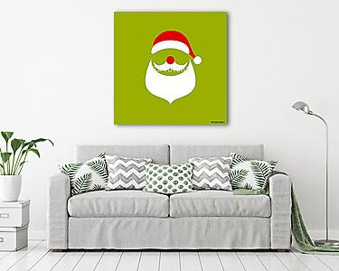 Absztrakt Karácsonyi üdvözlolap Santa Retro Green (vászonkép) - vászonkép, falikép otthonra és irodába