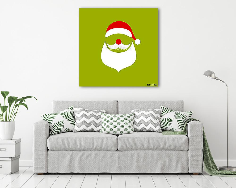 Absztrakt Karácsonyi üdvözlolap Santa Retro Green (fotótapéta) - vászonkép, falikép otthonra és irodába