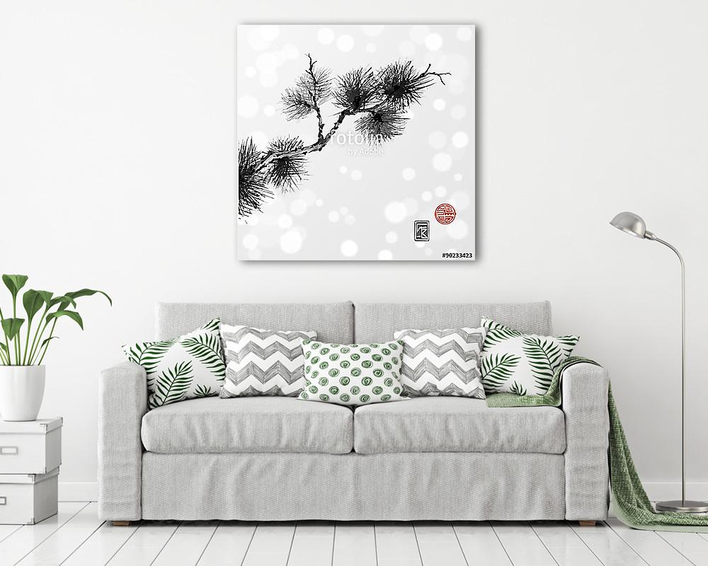 Fenyőfa kézzel húzott tintával  (poszter) - vászonkép, falikép otthonra és irodába