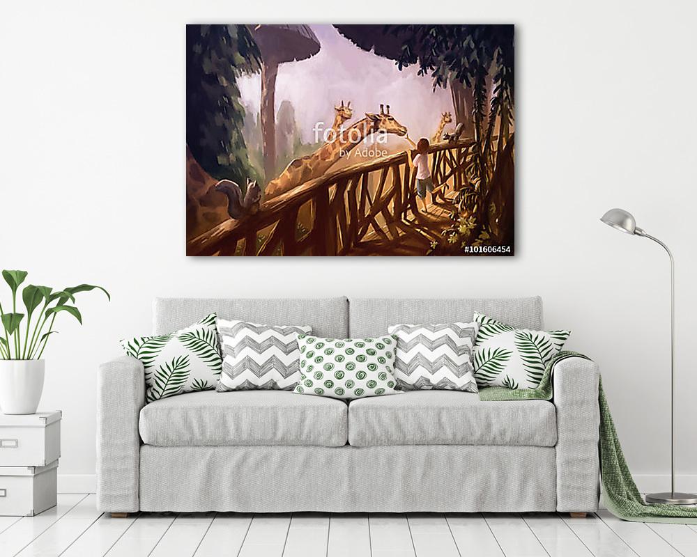 illusztráció digitális festés gyerek girha (vászonkép) - vászonkép, falikép otthonra és irodába