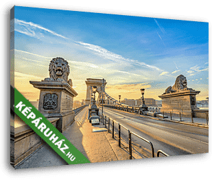 Budapest napfelkeltő városkép a lánchídnál, Budapest, Magyarorsz - vászonkép 3D látványterv