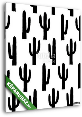 Black and white cactus pattern. Botanical background - vászonkép 3D látványterv