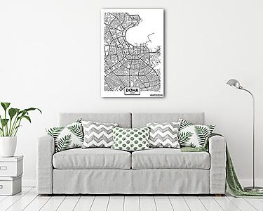 Detailed vector poster city map Doha (vászonkép) - vászonkép, falikép otthonra és irodába