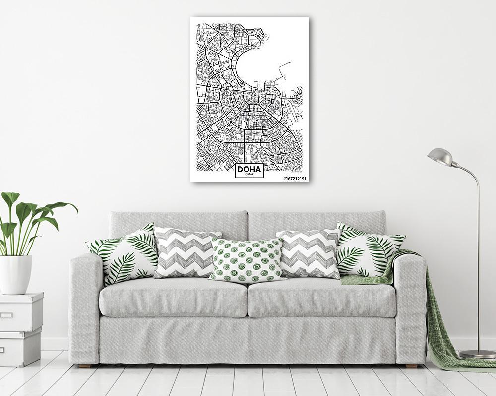 Detailed vector poster city map Doha (vászonkép) - vászonkép, falikép otthonra és irodába
