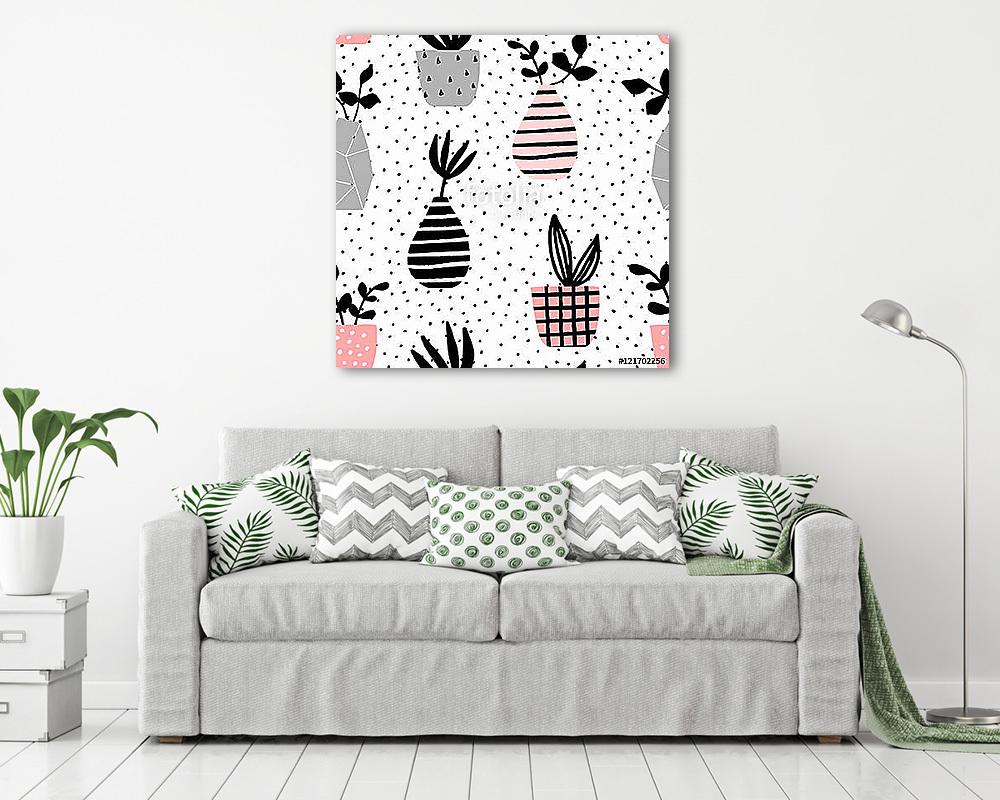 Vases and Pots Seamless Pattern - vászonkép, falikép vásárlás Vases and Pots Seamless Pattern (vászonkép) - vászonkép, falikép otthonra és irodába