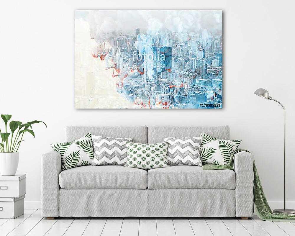 Abstract Colourful City Double Exposure (vászonkép) - vászonkép, falikép otthonra és irodába
