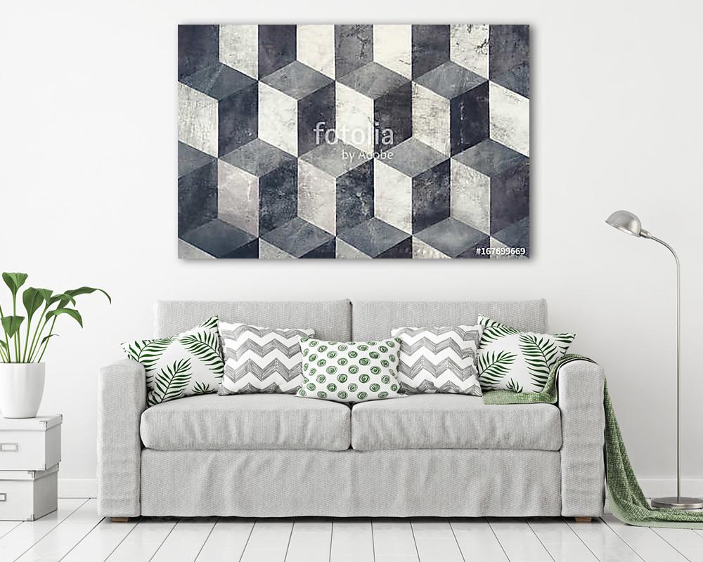 Geometric image of cubes on background, three dimensional effect - vászonkép, falikép vásárlás Geometric image of cubes on background, three dimensional effect (fotótapéta) - vászonkép, falikép otthonra és irodába