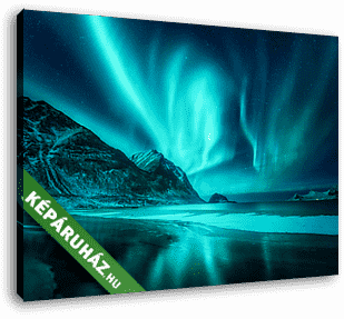 Csodálatos sarki fények Norvégiában - vászonkép 3D látványterv