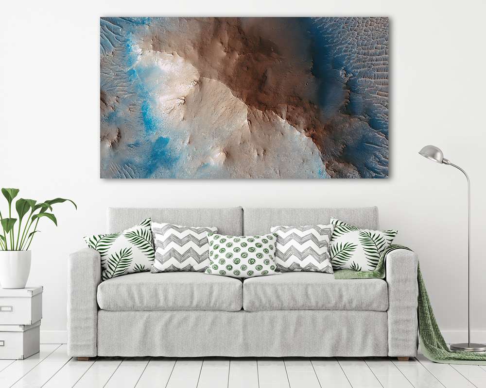 Becsapódási kráter közepének kiemelkedése, Mars felszín (többrészes kép) - vászonkép, falikép otthonra és irodába