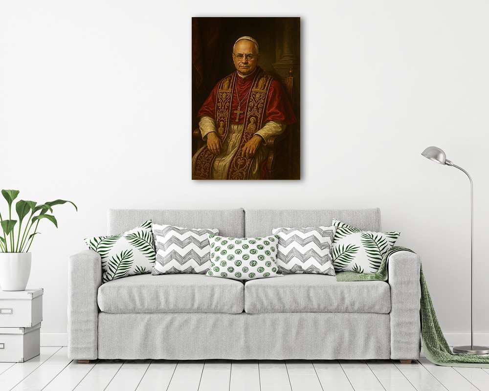XIV. Leó pápa - festményhatású AI portréja (keretezett kép) - vászonkép, falikép otthonra és irodába