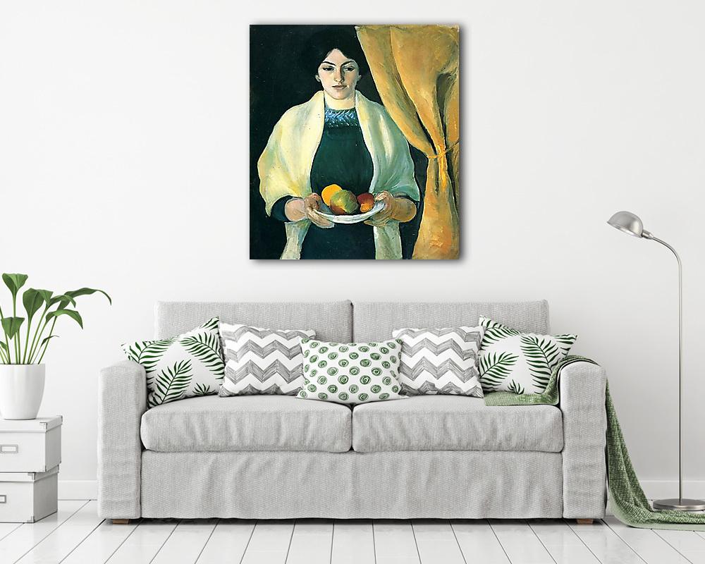Macke feleségének portréja, almákkal (keretezett kép) - vászonkép, falikép otthonra és irodába