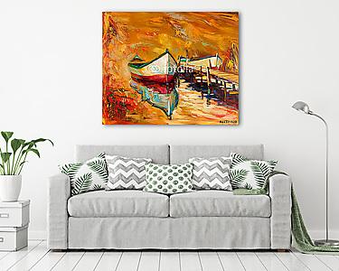 Csónakok a mólónál (vászonkép) - vászonkép, falikép otthonra és irodába