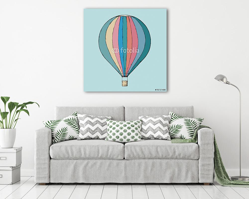 Színes csíkos hőlégballon (vászonkép) - vászonkép, falikép otthonra és irodába
