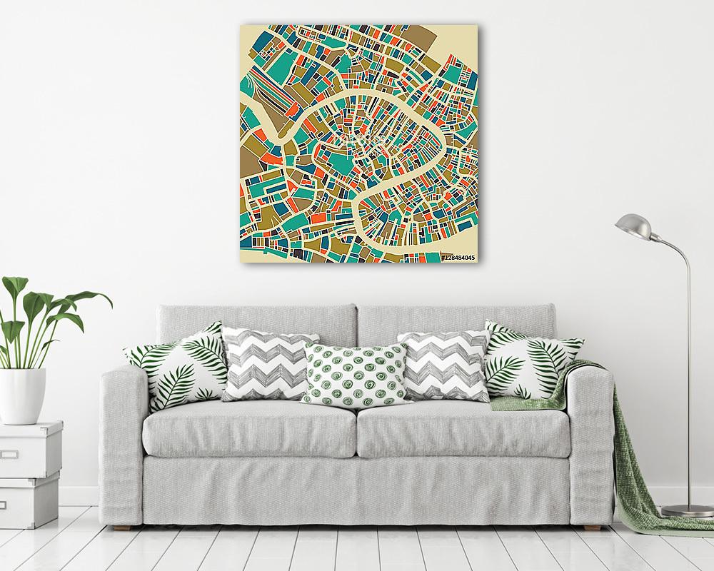 Velencei vektoros térkép. Színes vintage design alap utazási kár - vászonkép, falikép vásárlás Velencei vektoros térkép. Színes vintage design alap utazási kár (vászonkép) - vászonkép, falikép otthonra és irodába