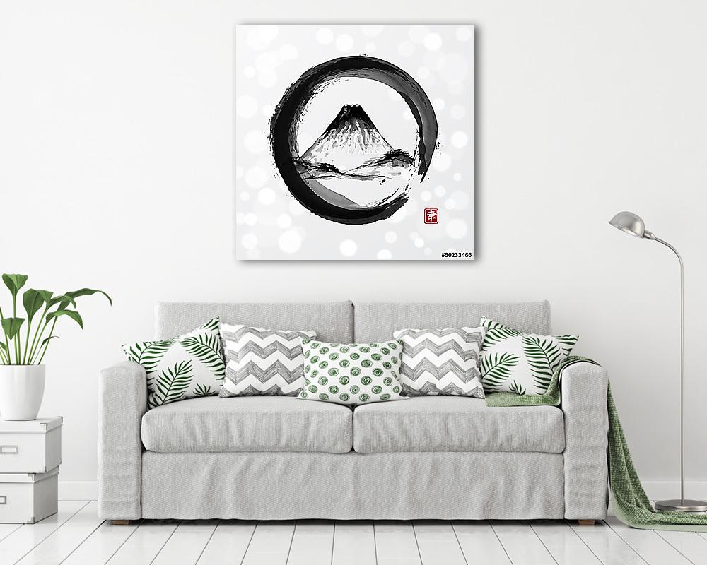 Fehér Fujiyama a fekete enso körben  (bögre) - vászonkép, falikép otthonra és irodába