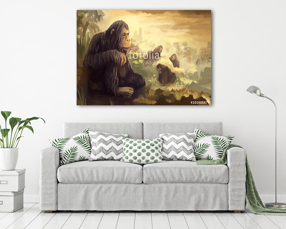 illusztráció digitális festmény majom hegy (vászonkép) - vászonkép, falikép otthonra és irodába