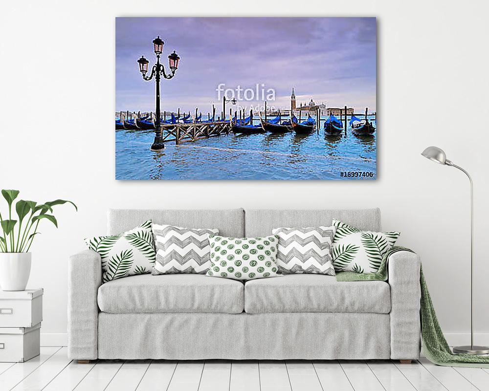 Velencei nagy víz, gondolák (poszter) - vászonkép, falikép otthonra és irodába