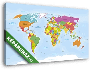 Világtérkép világtérkép. Vektorizált francia szövegek - vászonkép 3D látványterv