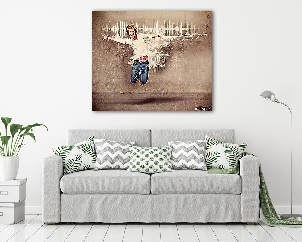 boy with headphones jumping - guy 04 (vászonkép) - vászonkép, falikép otthonra és irodába