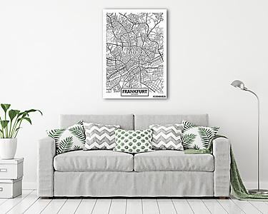 Detailed vector poster city map Frankfurt (vászonkép) - vászonkép, falikép otthonra és irodába