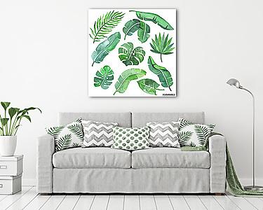 Tropical leaves set (vászonkép) - vászonkép, falikép otthonra és irodába