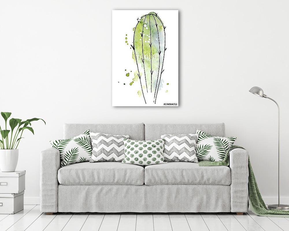Watercolor cactus Abstract hand drawn cacti - vászonkép, falikép vásárlás Watercolor cactus Abstract hand drawn cacti (vászonkép) - vászonkép, falikép otthonra és irodába