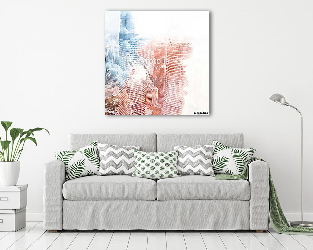 Abstract Colourful City Double Exposure (fotótapéta) - vászonkép, falikép otthonra és irodába