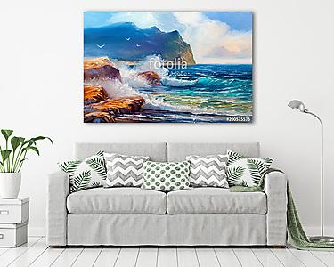 Seascape  painting .Sea wave. (vászonkép) - vászonkép, falikép otthonra és irodába