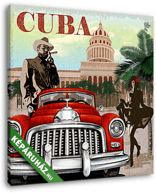 Cuba retro poster. - vászonkép 3D látványterv