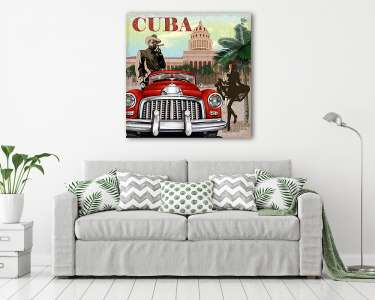 Cuba retro poster. (vászonkép) - vászonkép, falikép otthonra és irodába