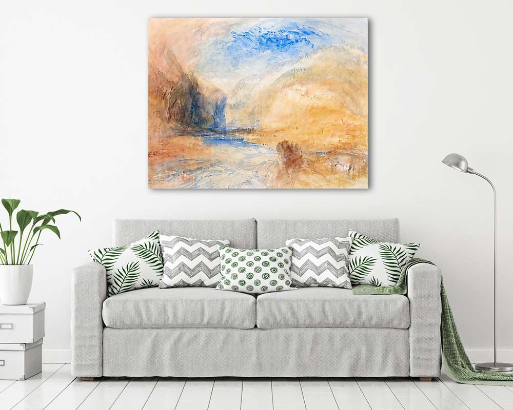 Tájkép heggyel és tóval (színverzió 1) (többrészes kép) - vászonkép, falikép otthonra és irodába