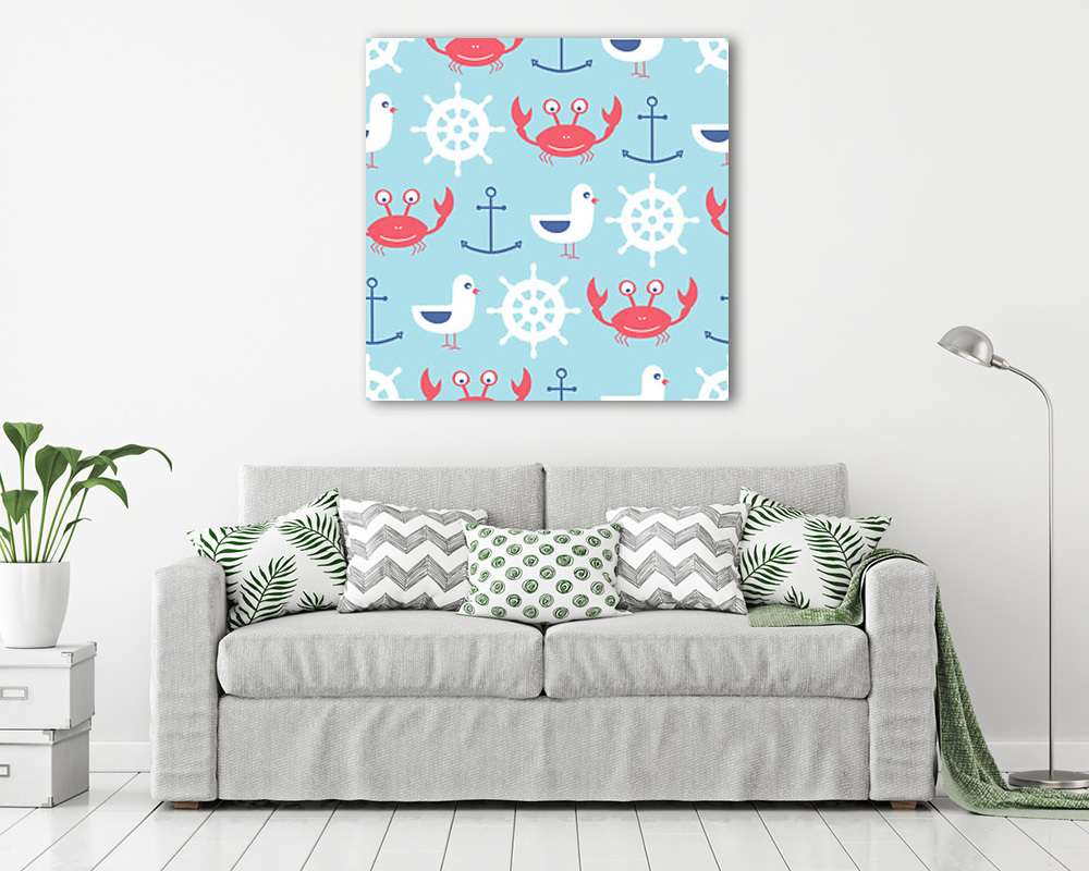 Vidám rákocskás tapétaminta (keretezett kép) - vászonkép, falikép otthonra és irodába