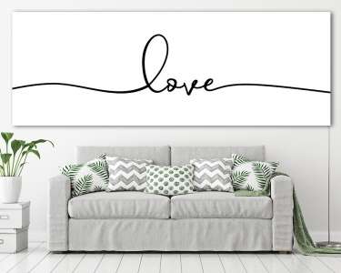 Love felirat egy vonalból (vonalrajz, line art) (vászonkép) - vászonkép, falikép otthonra és irodába