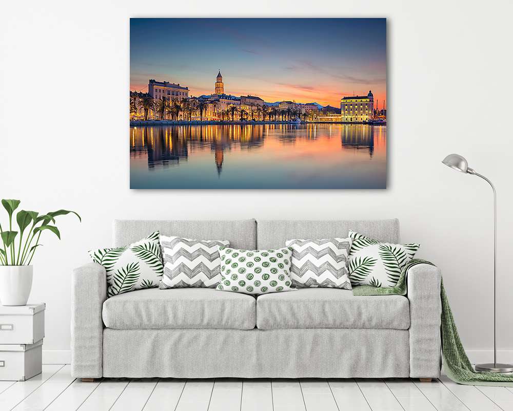 Split a tenger felől, éjjel (vászonkép) - vászonkép, falikép otthonra és irodába