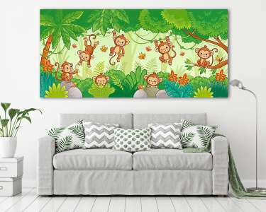 Majmok a dzsungelben (vászonkép) - vászonkép, falikép otthonra és irodába