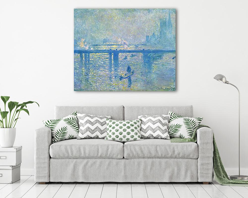 A Charing-Cross híd Londonban (1902) (keretezett kép) - vászonkép, falikép otthonra és irodába