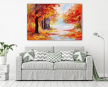 Őszi fák az erdő mélyén (olajfestmény reprodukció) (vászonkép) - vászonkép, falikép otthonra és irodába