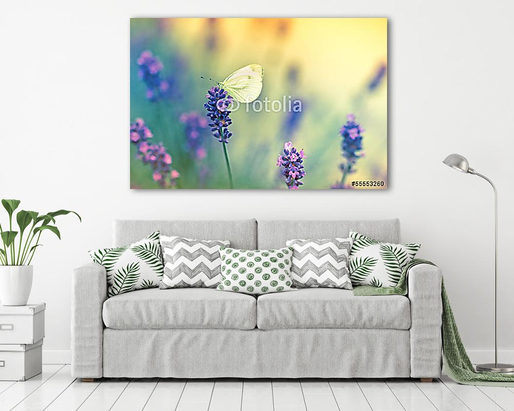 Pillangó levendulával (bögre) - vászonkép, falikép otthonra és irodába