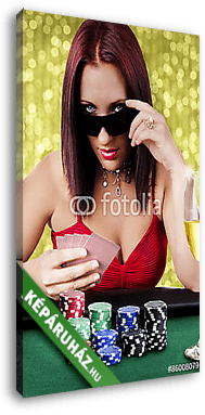 Nő pókerezni - vászonkép 3D látványterv