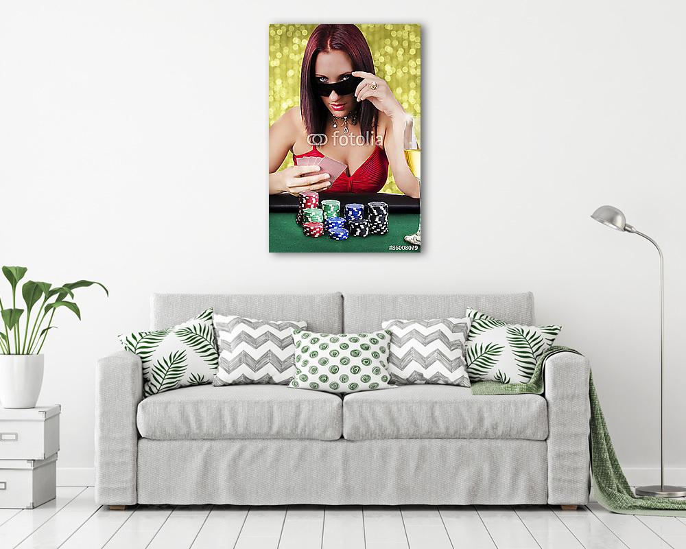 Nő pókerezni (poszter) - vászonkép, falikép otthonra és irodába