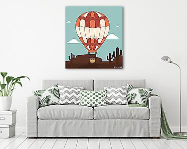 Hőlégballon sivatagi háttérrel (vászonkép) - vászonkép, falikép otthonra és irodába