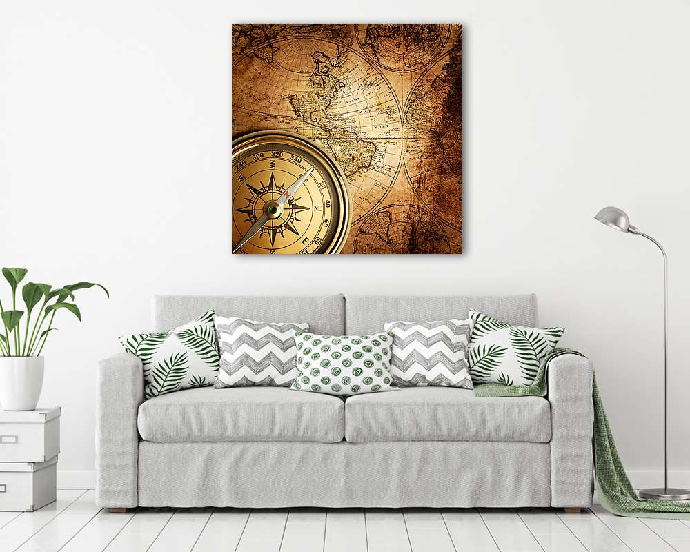 Iránytű antik térképen - vászonkép, falikép vásárlás Iránytű antik térképen (vászonkép) - vászonkép, falikép otthonra és irodába