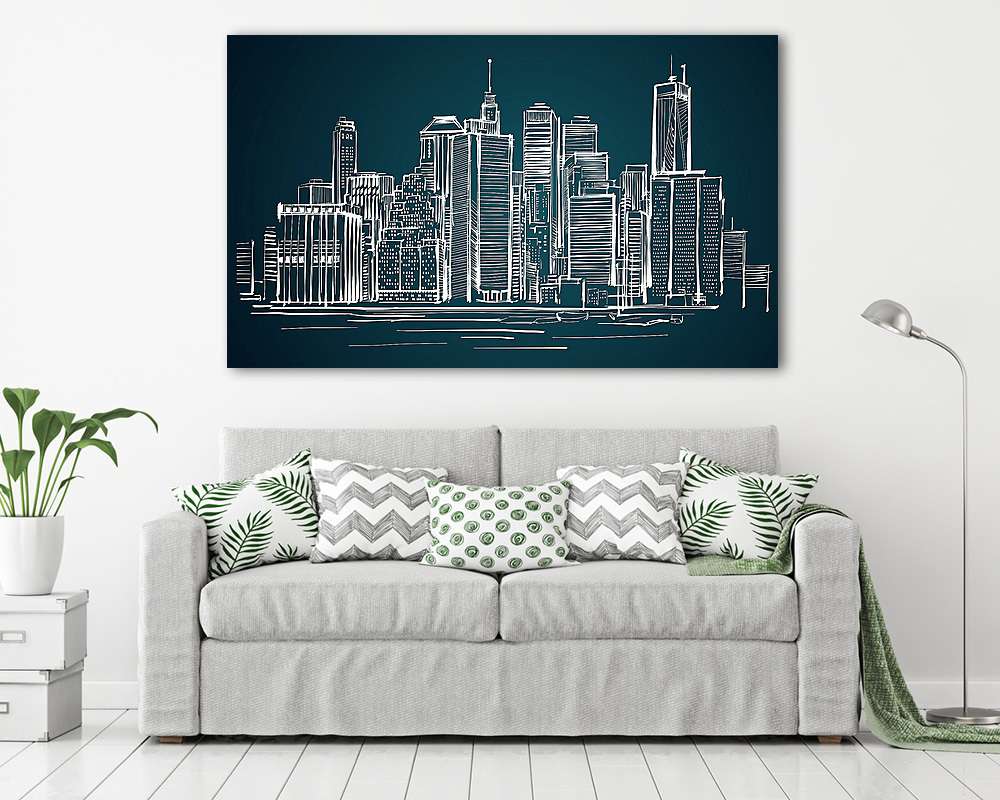 Fehér Skyline (vászonkép) - vászonkép, falikép otthonra és irodába