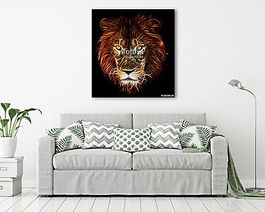 Az oroszlán digitális fantázia fraktál design művészete (vászonkép) - vászonkép, falikép otthonra és irodába