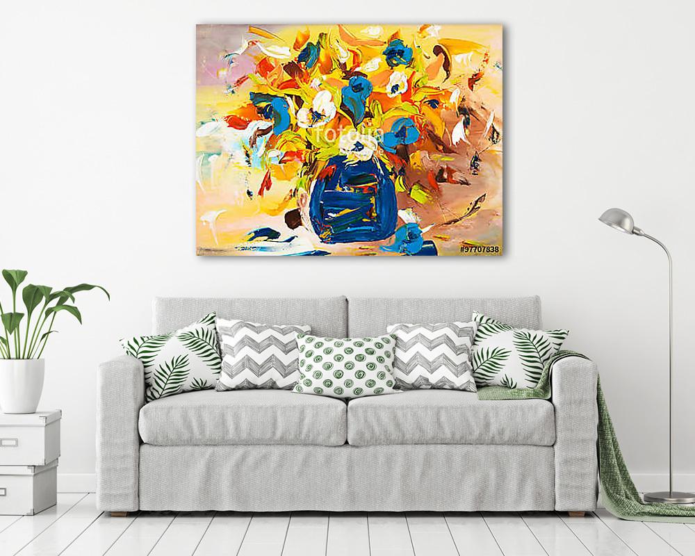 Virágcsokor vázában (festmény) (vászonkép) - vászonkép, falikép otthonra és irodába