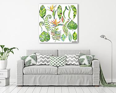 Watercolor tropical leaves (vászonkép) - vászonkép, falikép otthonra és irodába